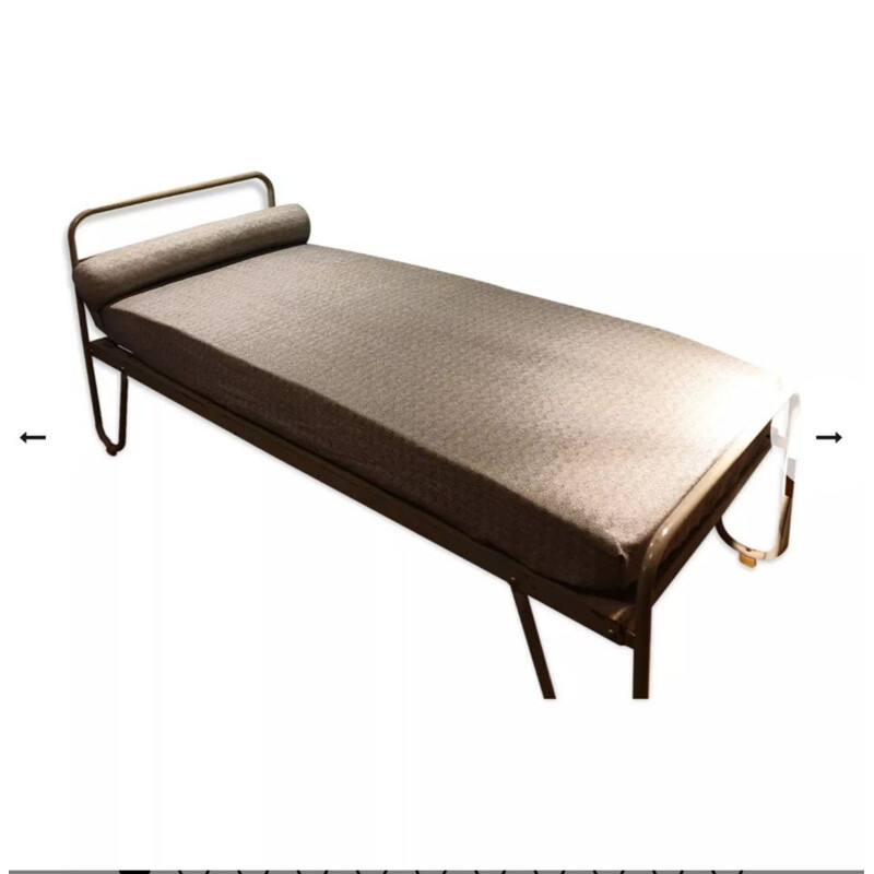 Vintage daybed in lacquered metal by Jacques Hitier for Mobilor, 1950s