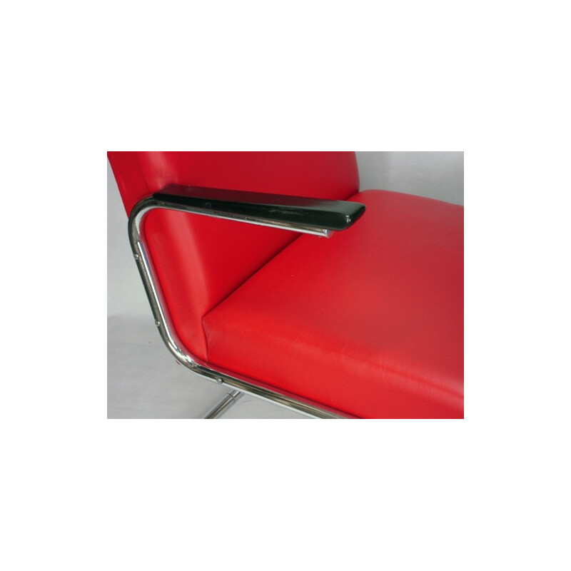 Paar modernistische clubfauteuils in rood leer - Maison Dradert 1930