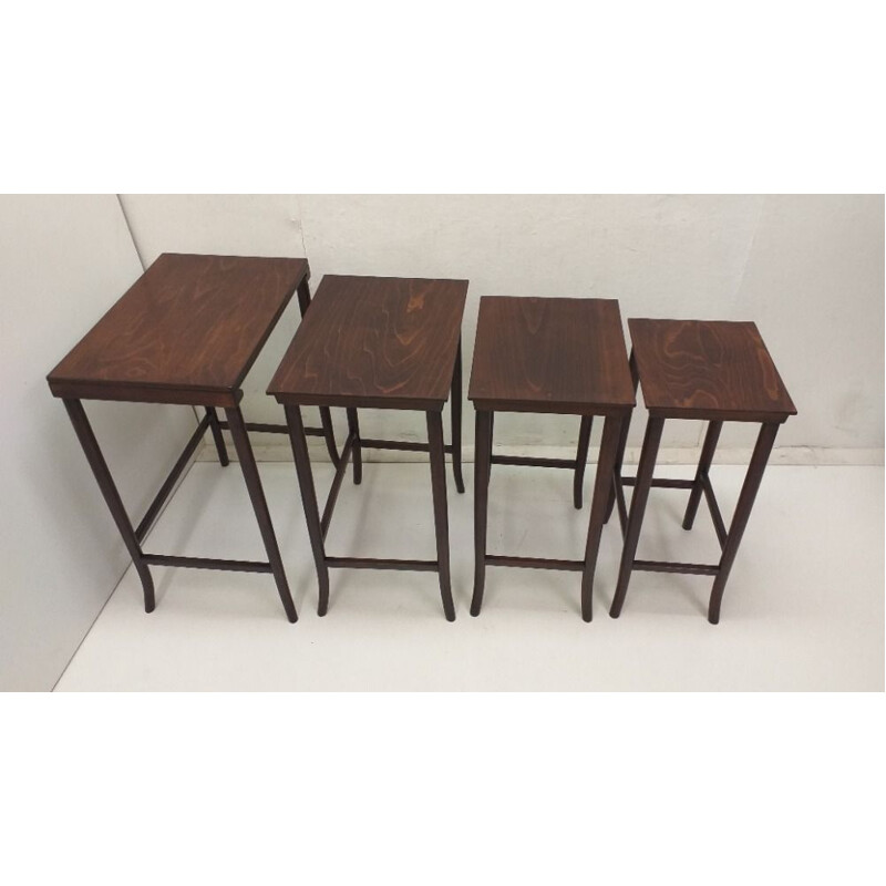 Vintage wooden nesting tables by Thonet, 1900