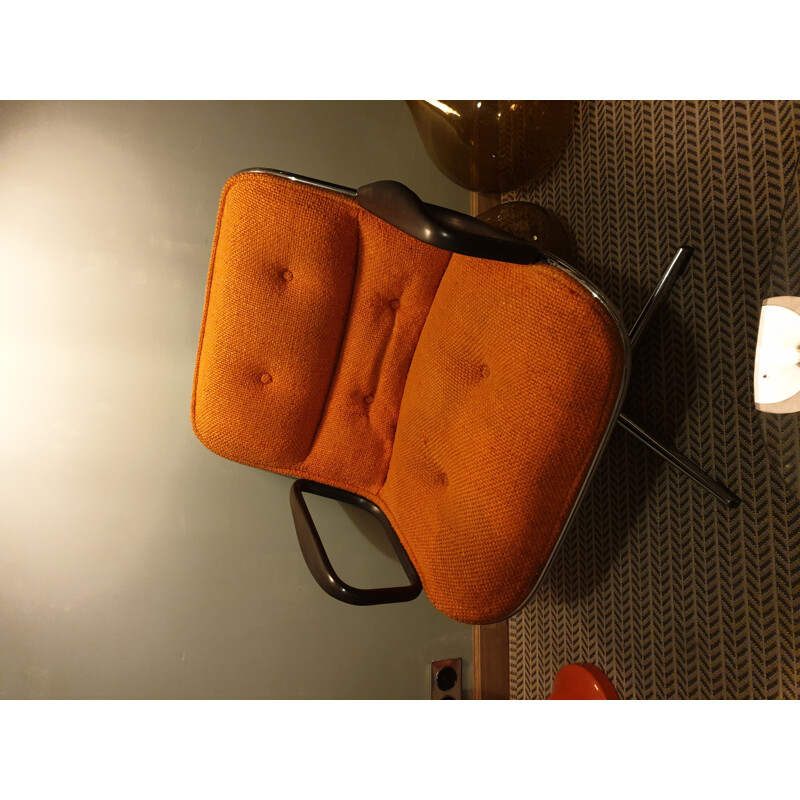 Vintage orange armchair by Charles Pollock, 1965