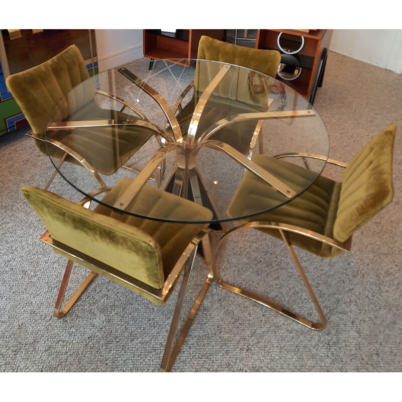 Vintage Italian glass and velvet dining set