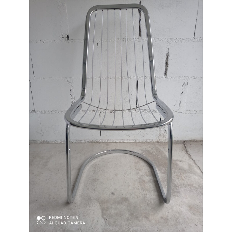 Pareja de sillas vintage de alambre de Gastóne Rinaldi, 1970