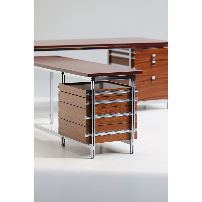 Mid century office corner desk by Jules Wabbes, Belgium 1957