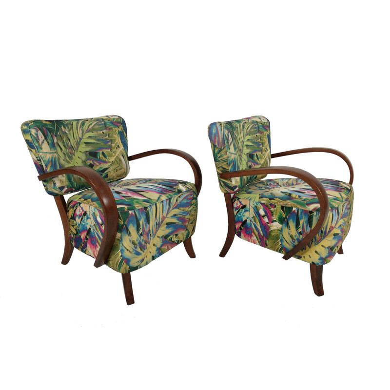 Pair of vintage armchairs H by Jindrich Halabala for Up Závody, 1950s