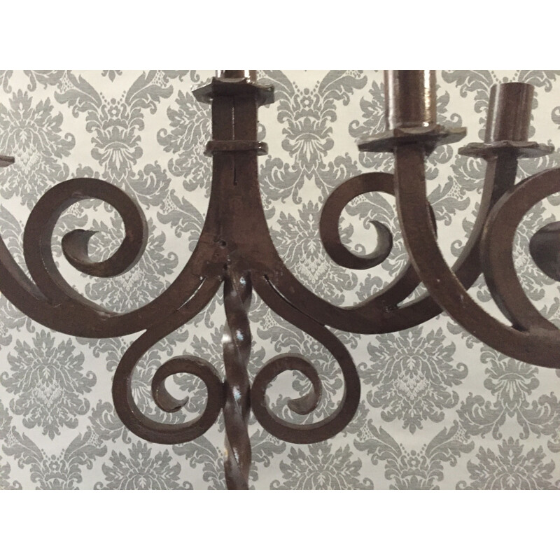 Pair of vintage wrought iron candle holders