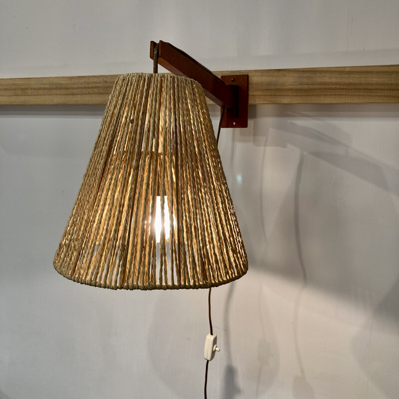 Vintage Scandinavian modular wall lamp in teak , 1950s