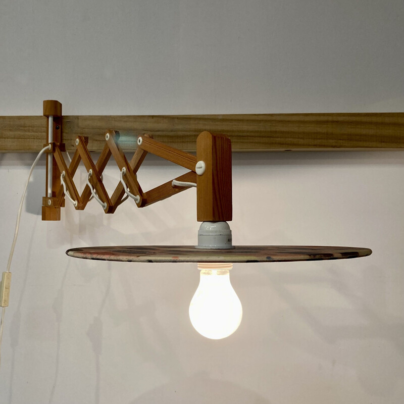 Vintage Scandinavian modular wall lamp in wood , 1960s