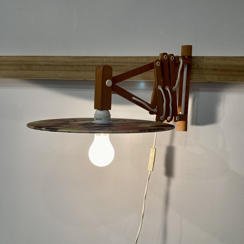 Vintage Scandinavian modular wall lamp in wood , 1960s