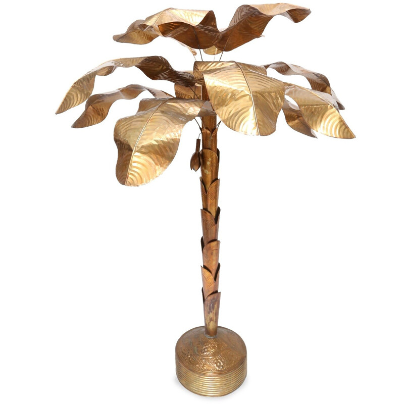 Brass Banana Palm Floor Lamp - 1950s