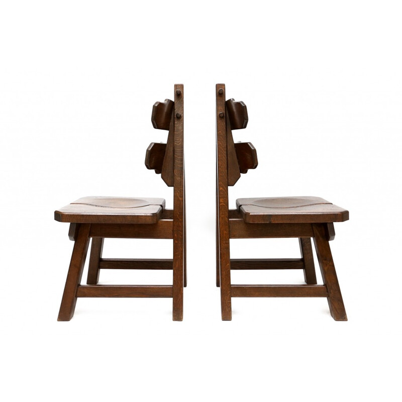 Suite de 4 chaises néerlandaises en chêne - 1930