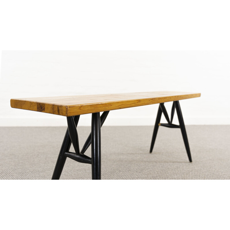 Vintage bench by Ilmari Tapiovaara for Laukaan Puu, Finland 1955