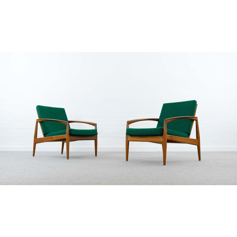 Pair of vintage teak armchairs "Paper Knives" by Kai Kristiansen for Magnus Olesen, Denmark 1955