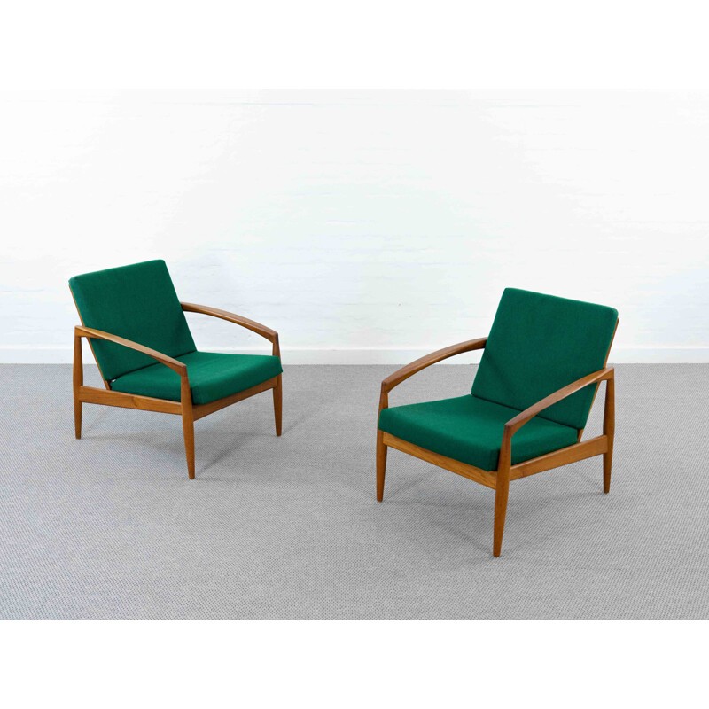 Paire de fauteuils vintage en teck "Paper Knive" par Kai Kristiansen pour Magnus Olesen, Danemark 1955