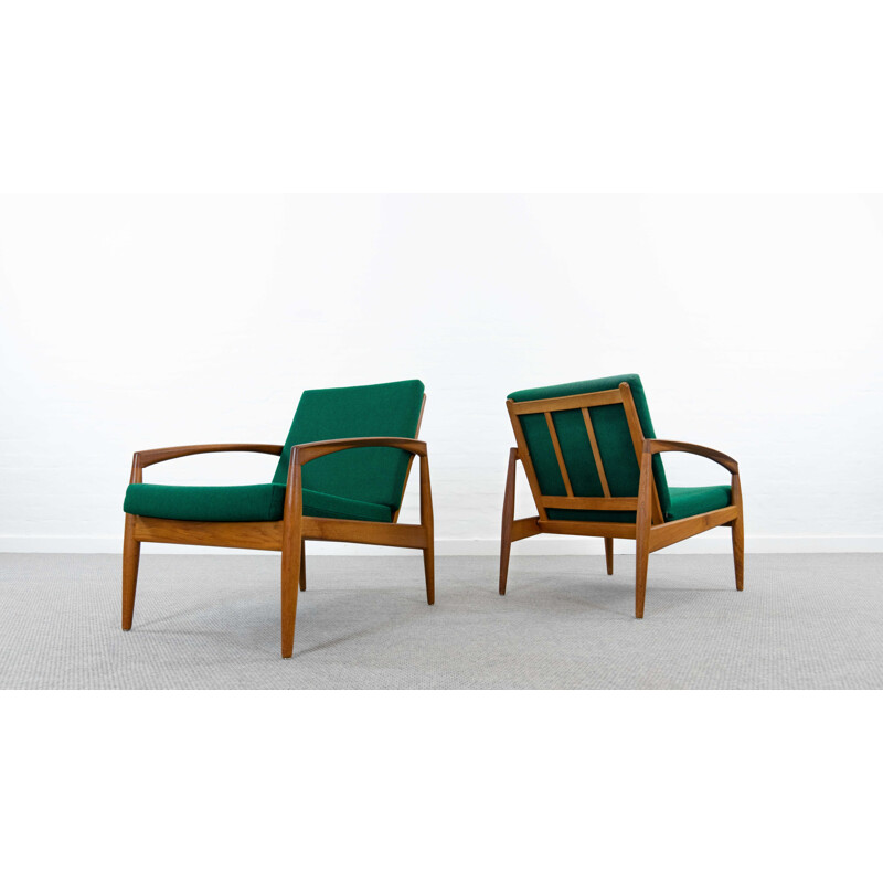 Pareja de sillones vintage de teca "Cuchillos de papel" de Kai Kristiansen para Magnus Olesen, Dinamarca 1955