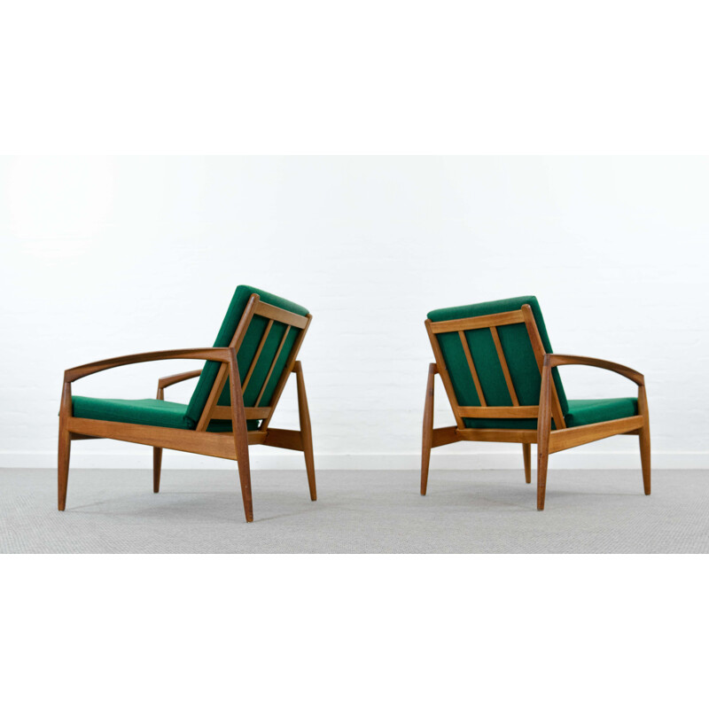 Pair of vintage teak armchairs "Paper Knives" by Kai Kristiansen for Magnus Olesen, Denmark 1955