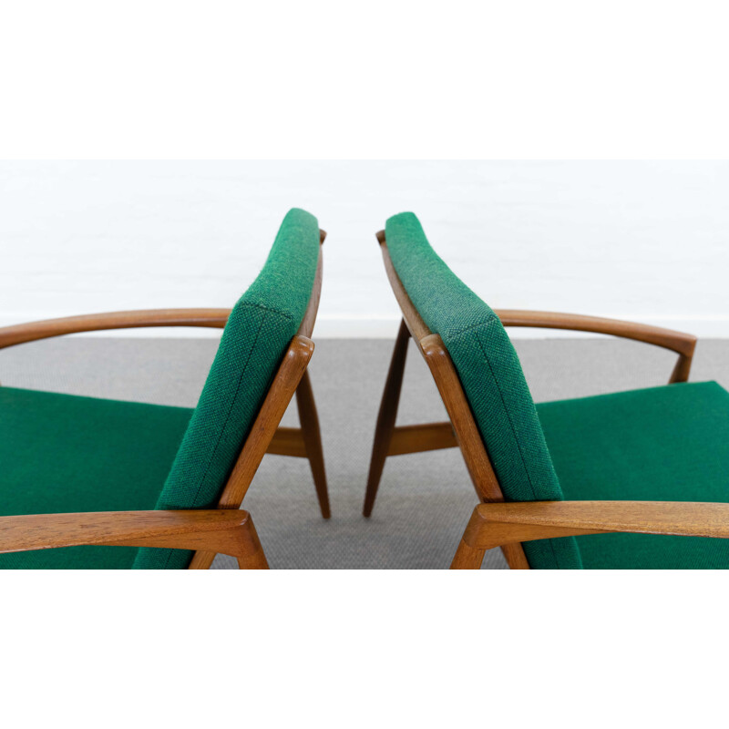 Pareja de sillones vintage de teca "Cuchillos de papel" de Kai Kristiansen para Magnus Olesen, Dinamarca 1955
