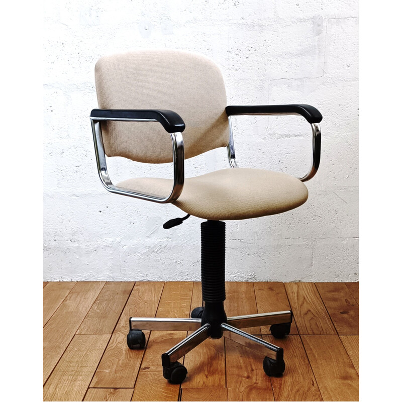 Vintage beige woolen office chair