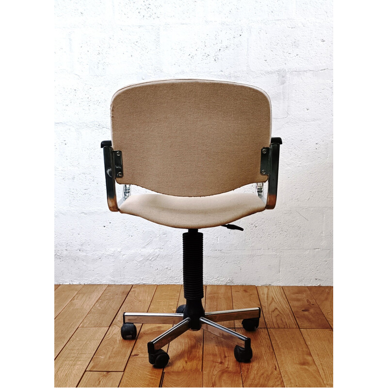 Fauteuil de bureau vintage en laine beige