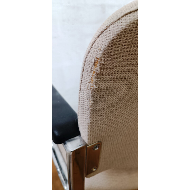 Sillón de oficina vintage de lana beige