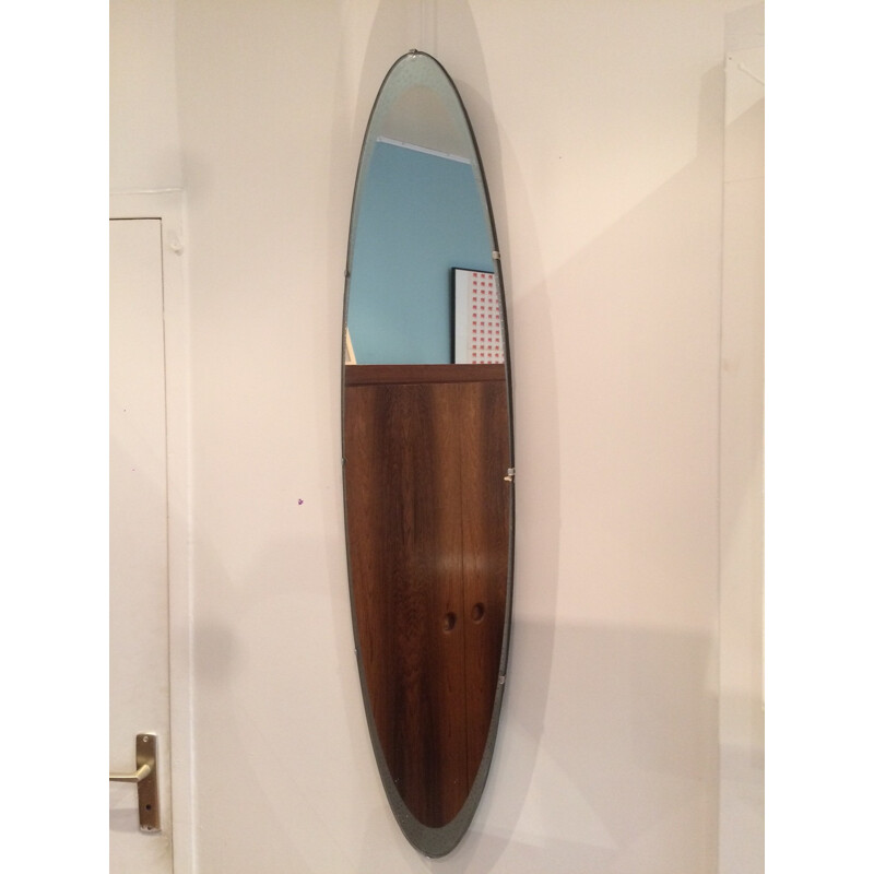 Tall oval wall mirror - 1970s