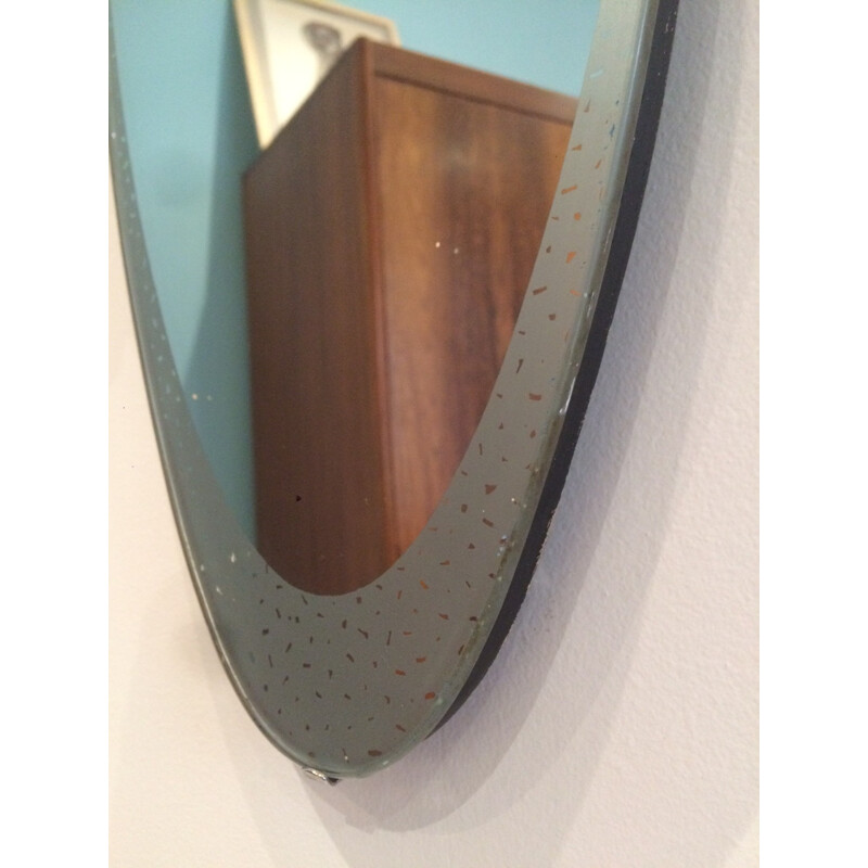 Tall oval wall mirror - 1970s