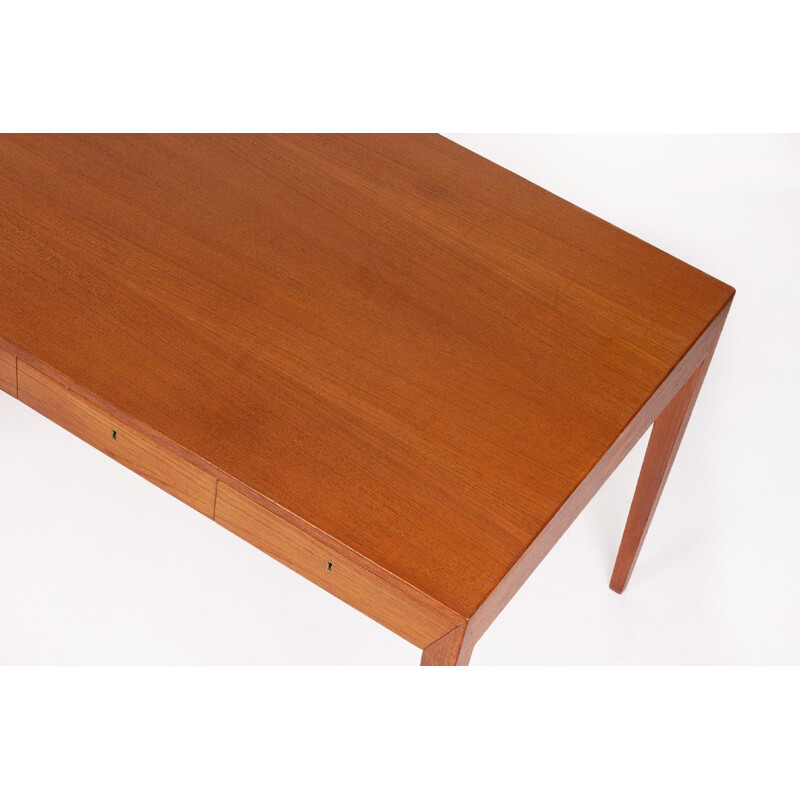 Vintage teak freestanding writing desk by Severin Hansen for Haslev Mobelsnedkeri, 1960s