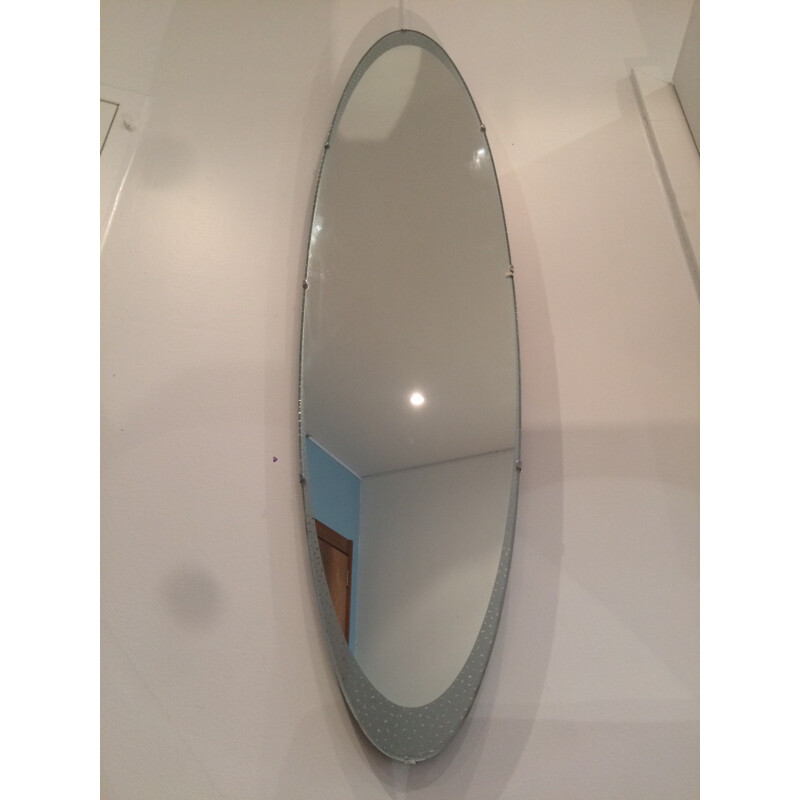 Tall oval wall mirror - 1970s