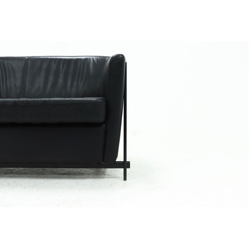 Vintage leather Club sofa in black leather, 1990s