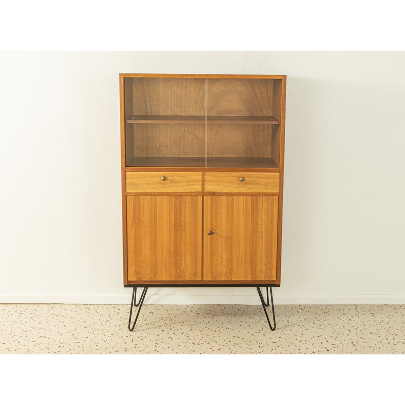 Vintage walnut veneer display cabinet, Germany 1950s