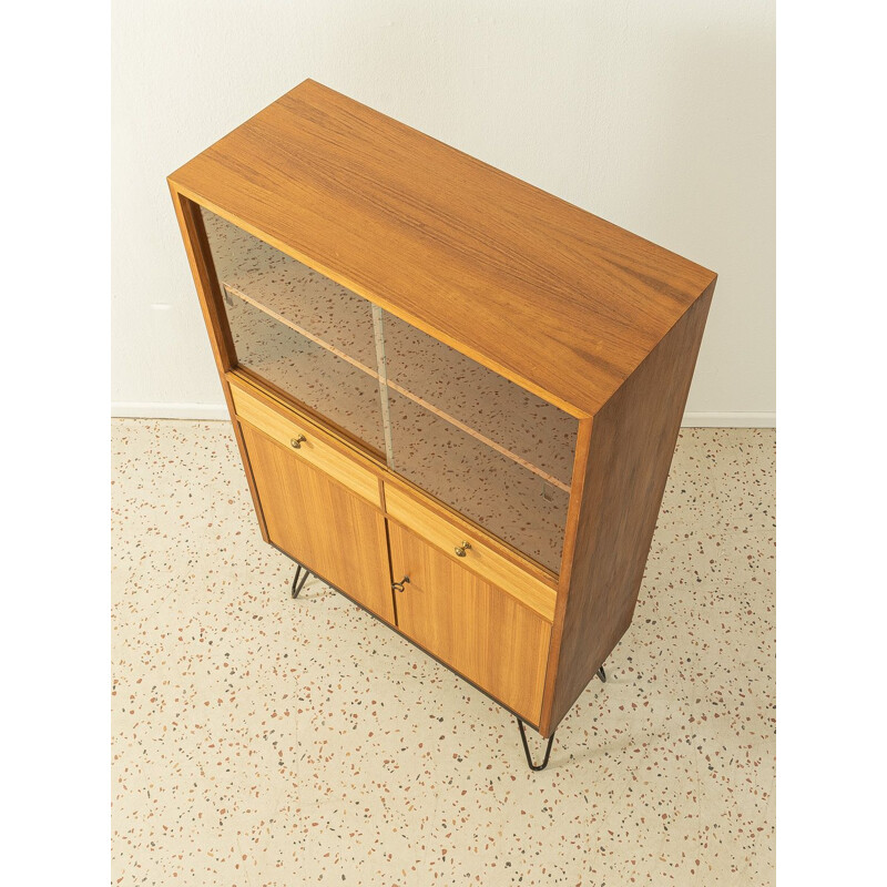 Vintage walnut veneer display cabinet, Germany 1950s