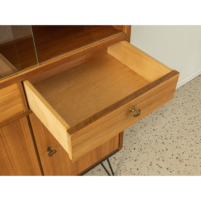 Vintage walnut veneer display cabinet, Germany 1950s