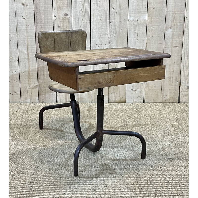 Monobloc vintage desk by Jean Prouvé for Morice, 1930s