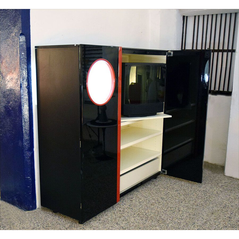 Mueble vintage de reproducción de audio y vídeo de Giotto Stoppino para Acerbis, 1980