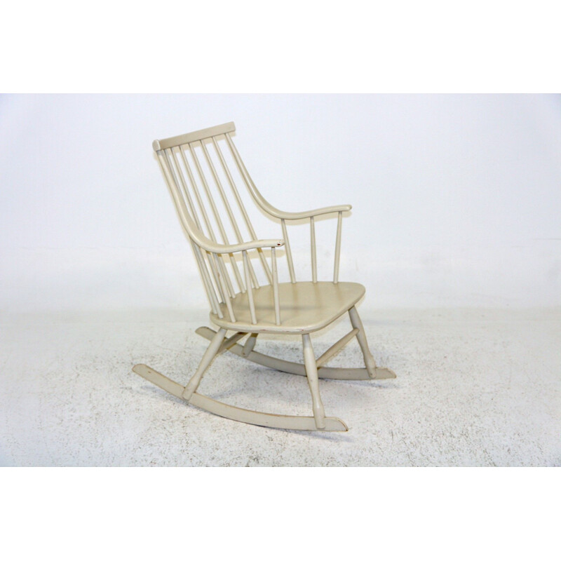 Vintage beechwood rocking chair by Lena Larsson for Nesto, 1960
