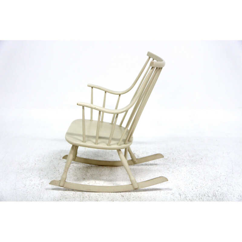 Vintage beechwood rocking chair by Lena Larsson for Nesto, 1960