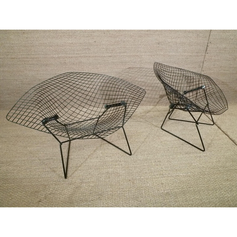 2 vintage "Grand Diamant" armchairs, Harry BERTOIA - 1970s