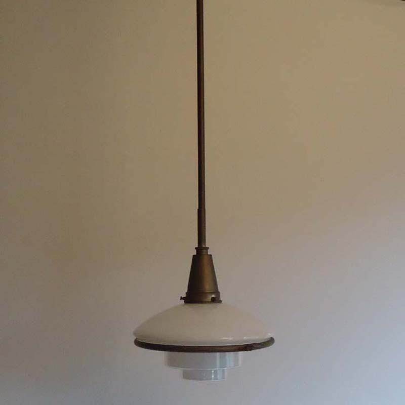 Vintage metal pendant lamp by Otto Muller for Sistrah Licht, Germany 1930