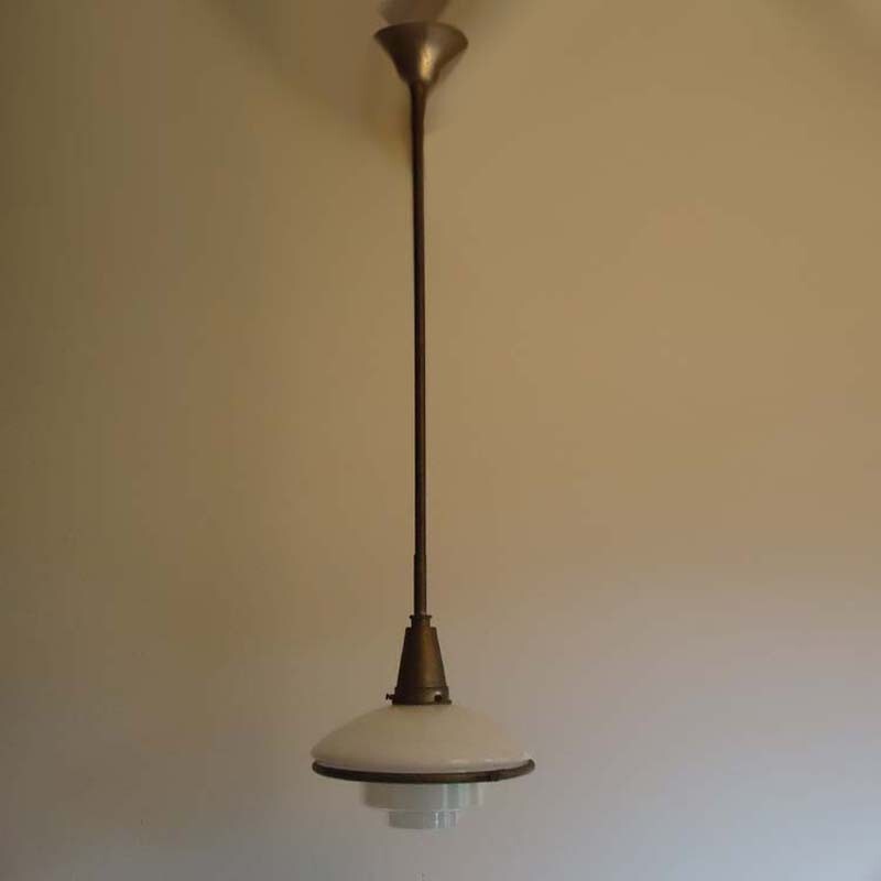 Vintage metal pendant lamp by Otto Muller for Sistrah Licht, Germany 1930