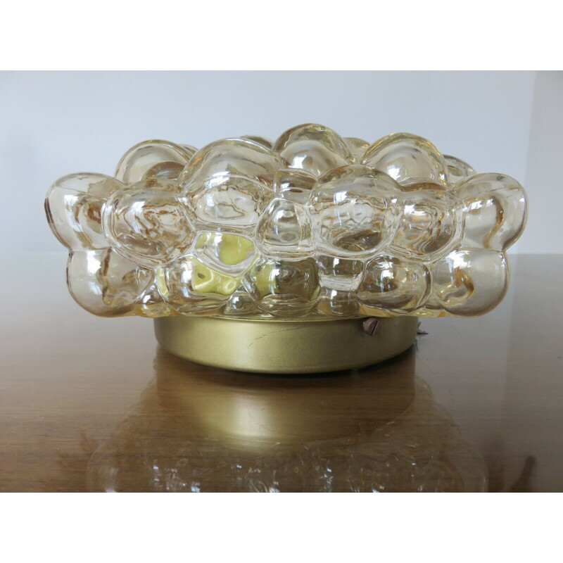 Vintage amber bubble glass wall lamp by Helena Tynell, 1960