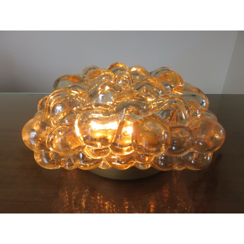 Vintage amber bubble glass wall lamp by Helena Tynell, 1960