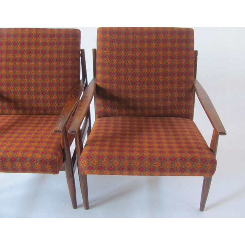 Paire de fauteuils vintage à motifs floraux, Tchèque 1960