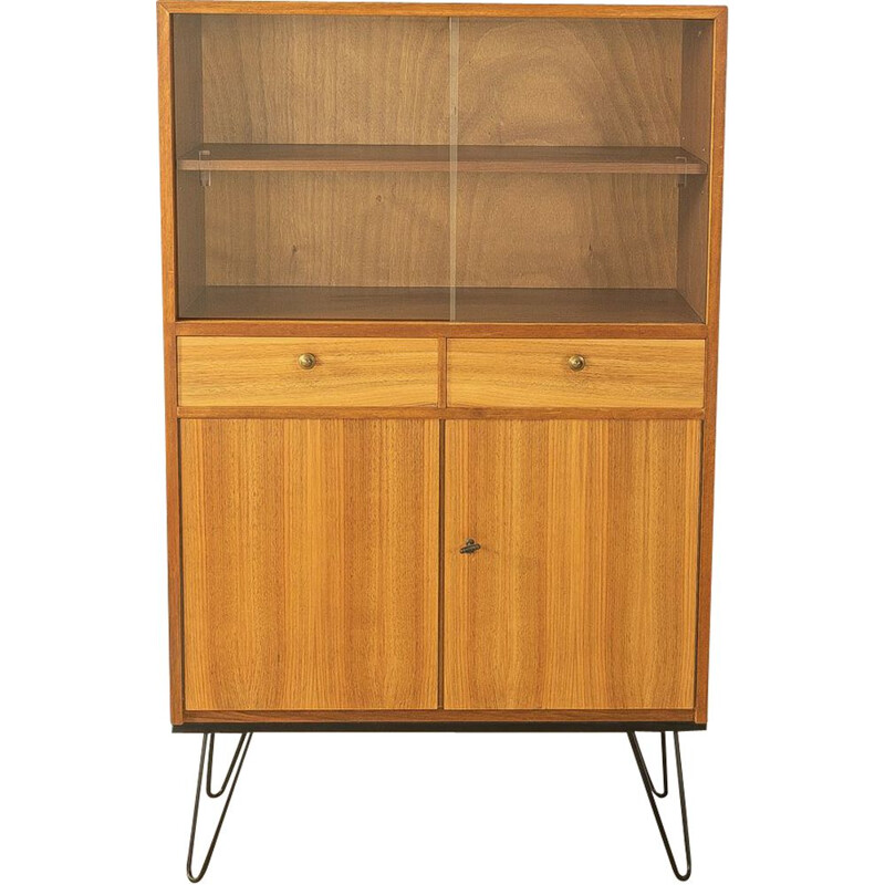 Vintage walnut veneer display cabinet, Germany 1950s