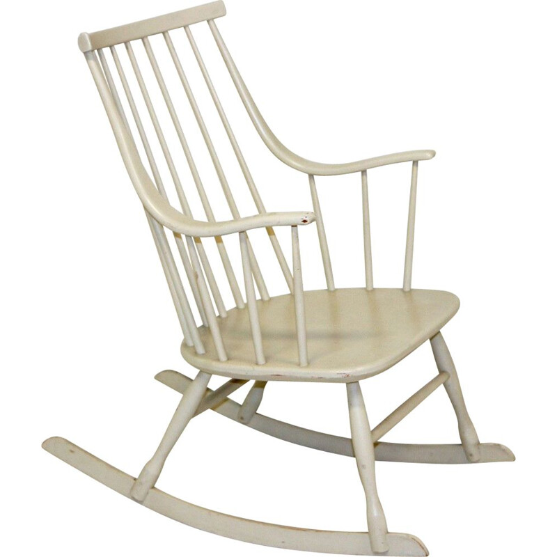 Vintage beechwood rocking chair by Lena Larsson for Nesto, 1960