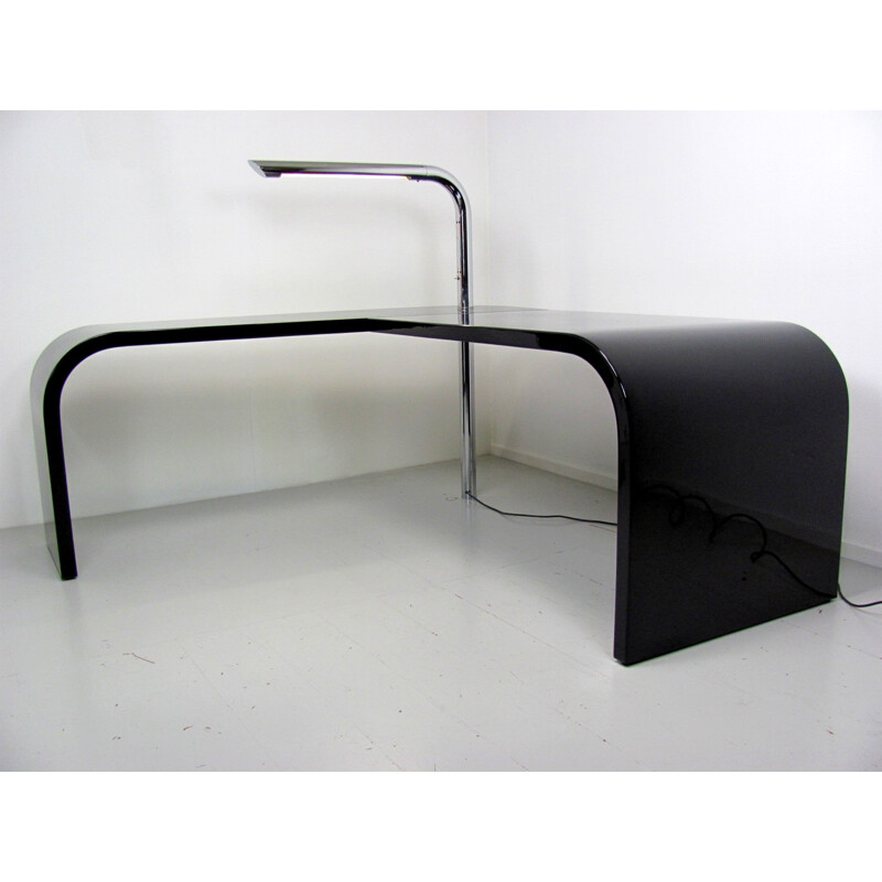 Nikol International "Direk" desk in black lacquered wood, Ennio CHIGGIO - 1970s