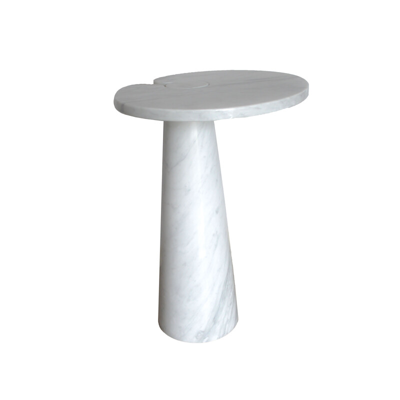 Mesa lateral de mármore Vintage Carrara branco de Angelo Mangiarotti, Itália 1970