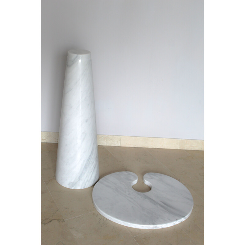 Mesa lateral de mármore Vintage Carrara branco de Angelo Mangiarotti, Itália 1970