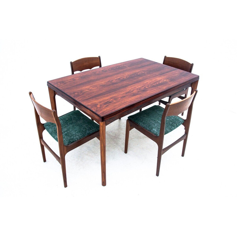 Vintage wood and fabric dining set, Denmark 1960s