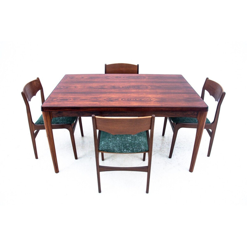 Vintage wood and fabric dining set, Denmark 1960s