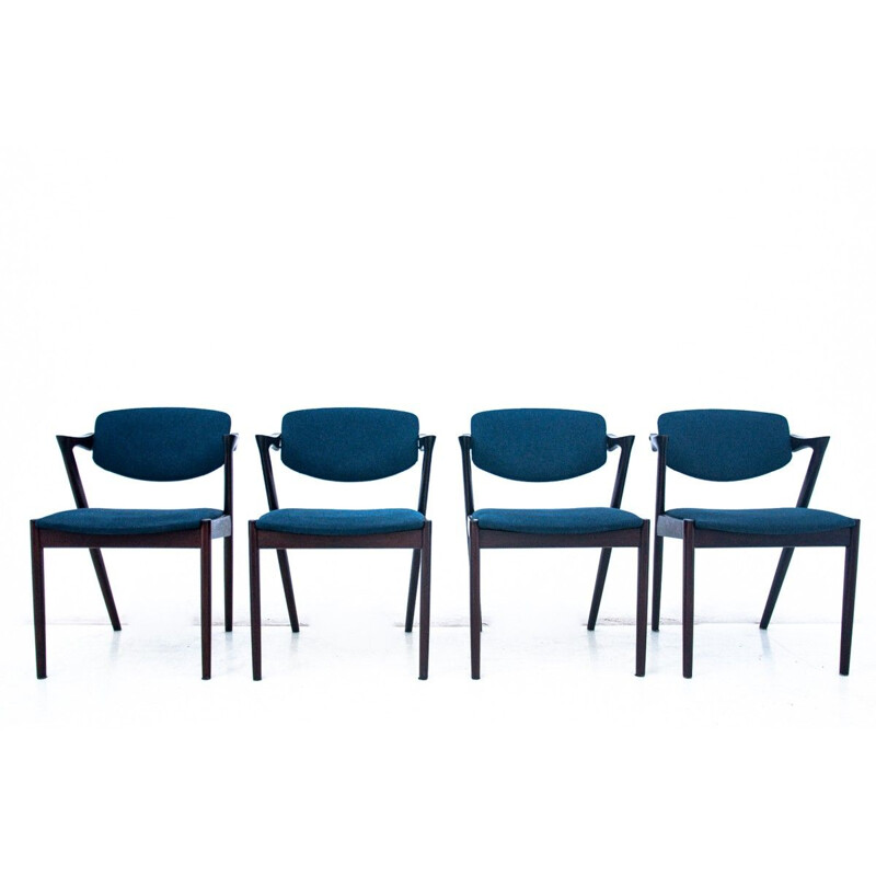 Set of 4 vintage Danish chairs model 42 by Kai Kristiansen, 1960s