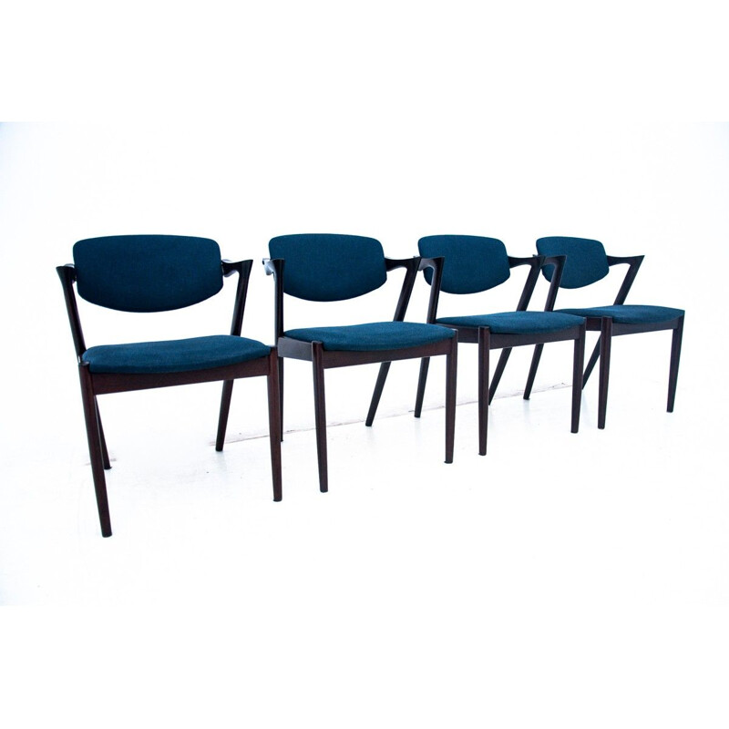 Set of 4 vintage Danish chairs model 42 by Kai Kristiansen, 1960s